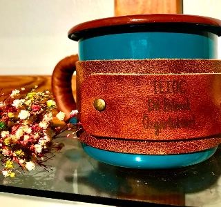 ürün ’Dil Bilmek Özgürlüktür !’  Leather Wrapped Enamel Coffee Mug